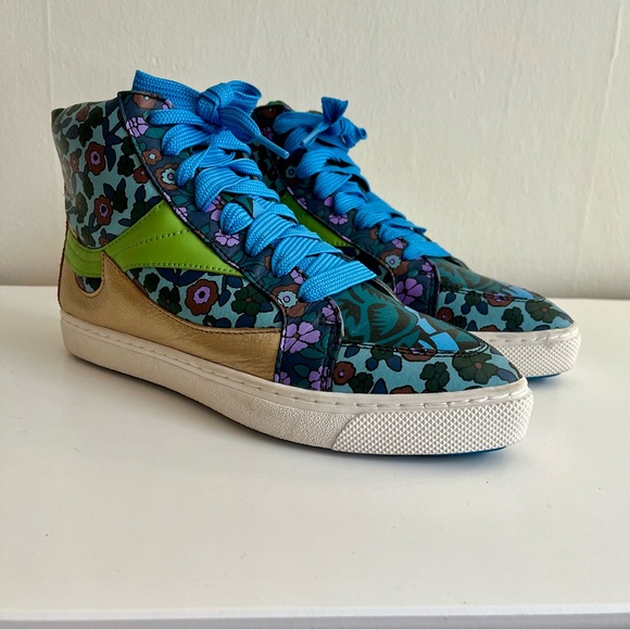 Coach Pointed Toe Floral Hightop Sneakers Size 7 - Picture 6 of 13